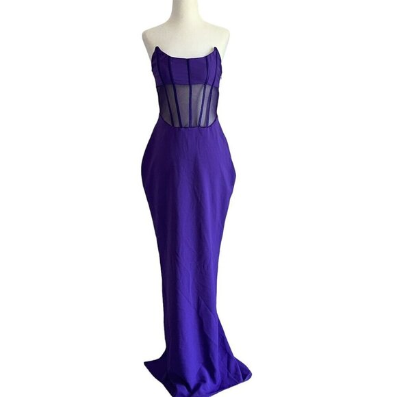 retrofete Corset Dress in Purple Small New Womens Celebrity Maxi Gown - Picture 5 of 14